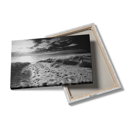Canvas schilderij details Duinen met Zee - Zwart Wit