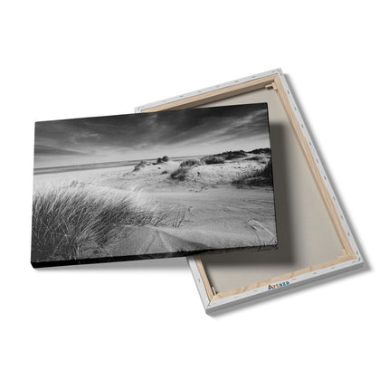 Canvas schilderij details Groot Strand met Zee - Zwart Wit