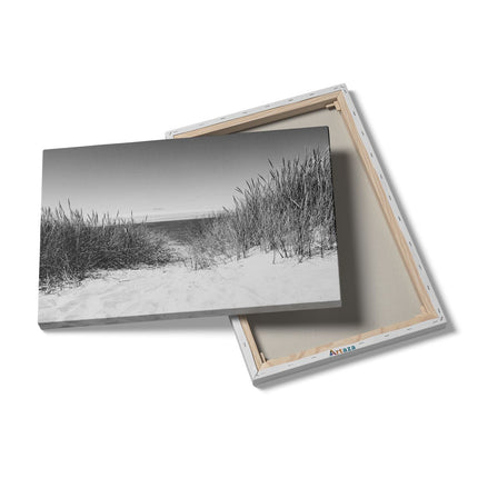 Canvas schilderij details Duinen met Zee - Zwart Wit