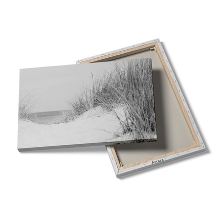 Canvas schilderij details Duinplanten met Zand en Zee - Duinen - Zwart Wit