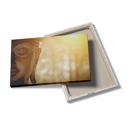 Canvas schilderij details Boeddha Beeld met Zon