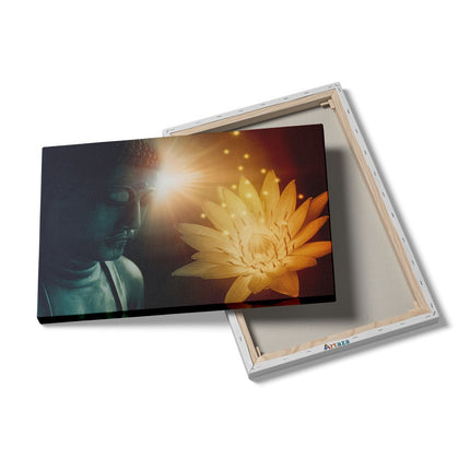 Canvas schilderij details Boeddha Beeld met Bloem
