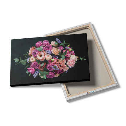 Canvas schilderij details Boeket met Verschillende Bloemen