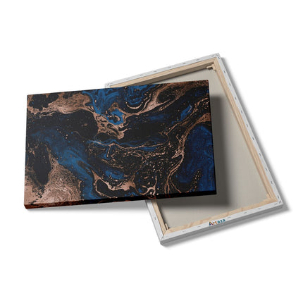 Canvas schilderij details Abstracte Kunst - Blauw en Brons