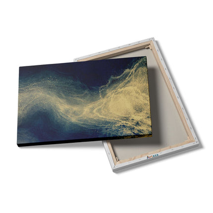 Canvas schilderij details Abstracte Kunst - Blauw met Gouden Glitters