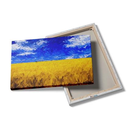 Canvas schilderij details Abstracte Kunst - Landschap van Veld Graan