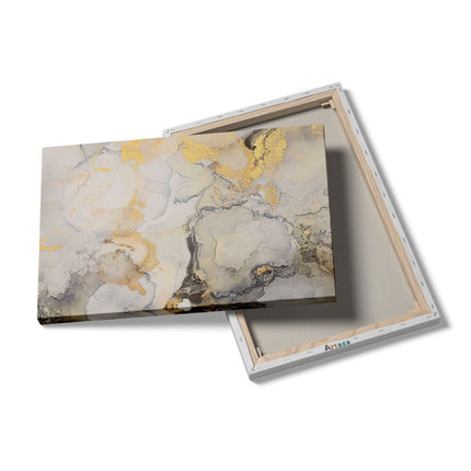 Canvas schilderij details Abstracte Kunst - Zwart Grijs Goud