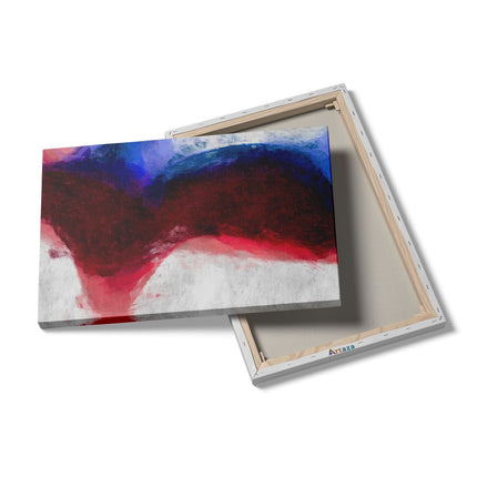 Canvas schilderij details Abstracte Kunst - Ruige Penseelstreken Wit Rood Blauw