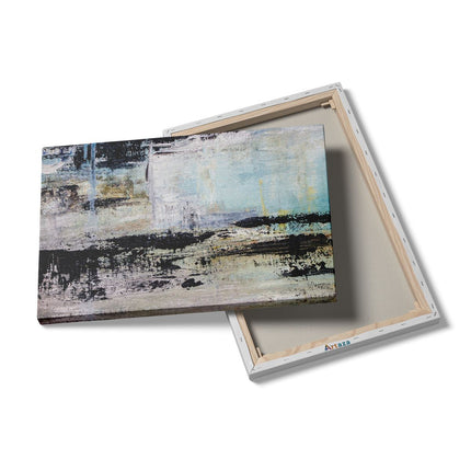 Canvas schilderij details Abstracte Kunst - Acryl met Zwarte Vagen op Wit