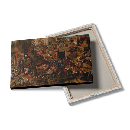Canvas schilderij details Boerenkermis met een Opvoering van de Klucht, Een Cluyte van Plaeyerwater - Peeter Baltens