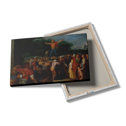 Canvas schilderij details Brinno wordt op het Schild Geheven - Otto van Veen