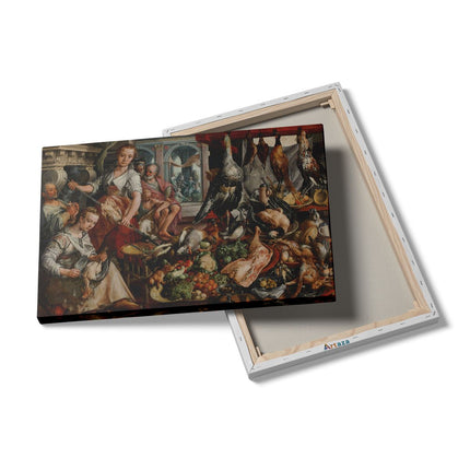 Canvas schilderij details De Welvoorziene Keuken - Joachim Bueckelaer