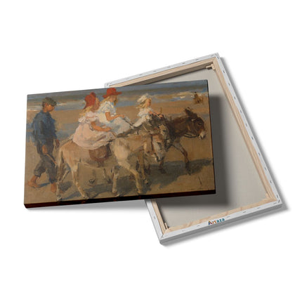Canvas schilderij details Ezeltje Rijden langs het Strand - Isaac Israels