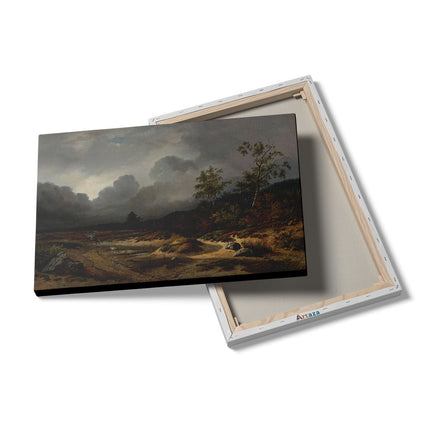Canvas schilderij details Landschap bij Naderend Onweer - Willem Roelofs