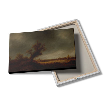 Canvas schilderij details Landschap met Oude Eik - Adriaen van Ostade