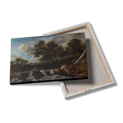 Canvas schilderij details Landschap met Waterval - Jacob van Ruisdael