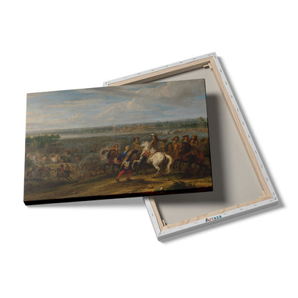 Canvas schilderij details Lodewijk XIV trekt bij Lobith Nederland binnen - Adam Frans van der Meulen