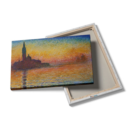 Canvas schilderij details San Giorgio Maggiore in Schemerlicht - Zonsondergang in Venetië - Claude Monet