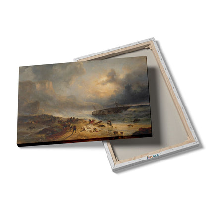 Canvas schilderij details Schipbreuk op een Rotsachtige Kust - Wijnand Nuijen