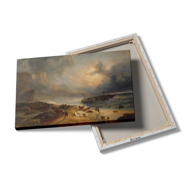 Canvas schilderij details Schipbreuk op een Rotsachtige Kust - Wijnand Nuijen