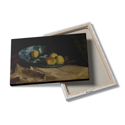 Canvas schilderij details Stilleven met Appels op een Delfts Blauwe Schaal - Willem de Zwart