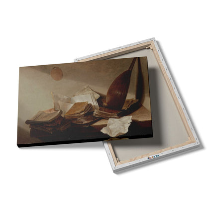 Canvas schilderij details Stilleven met Boeken - Jan Davidsz. de Heem