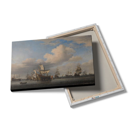 Canvas schilderij details Veroverde Engelse Schepen na de Vierdaagse Zeeslag - Willem van de Velde