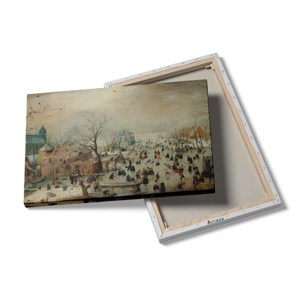 Canvas schilderij details Winterlandschap met Schaatsers - Hendrick Avercamp