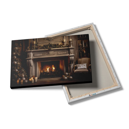 Canvas schilderij details Kerstmis Openhaard