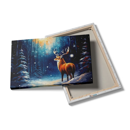 Canvas schilderij details Hert in het Winter Bos