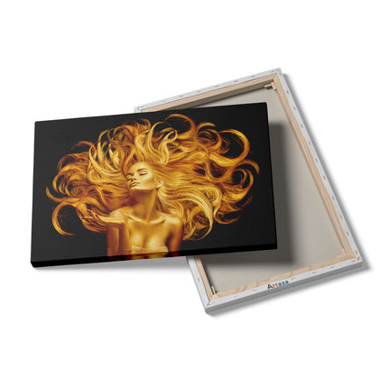 Canvas schilderij details Gouden Vrouw