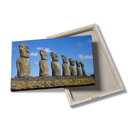 Canvas schilderij details Ahu Akivi Zeven Moai Stenen in Chili