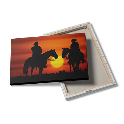 Canvas schilderij details Twee Cowboys