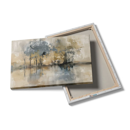 Canvas schilderij details Kunstwerk van Bomen in het Water