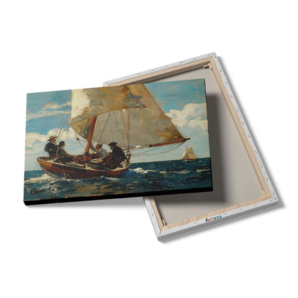 Canvas schilderij details Kunstwerk van Mensen op een Zeilboot