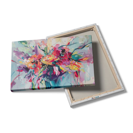 Canvas schilderij details Kleurrijke Bloemen in een Vaas