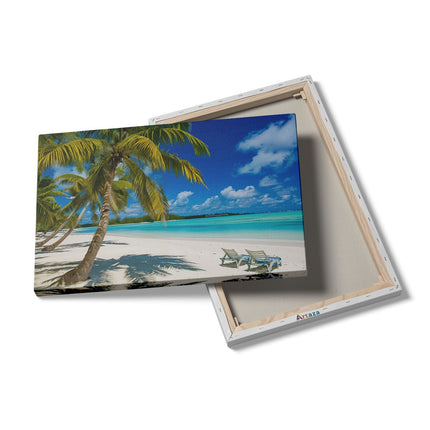 Canvas schilderij details Strand met Palmbomen