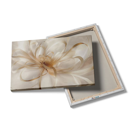 Canvas schilderij details Witte Bloem met Gouden Linten