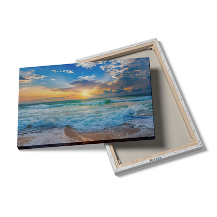 Canvas schilderij details De Zon gaat onder boven de Oceaan