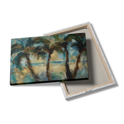 Canvas schilderij details Kunstwerk van Palmbomen op het Strand