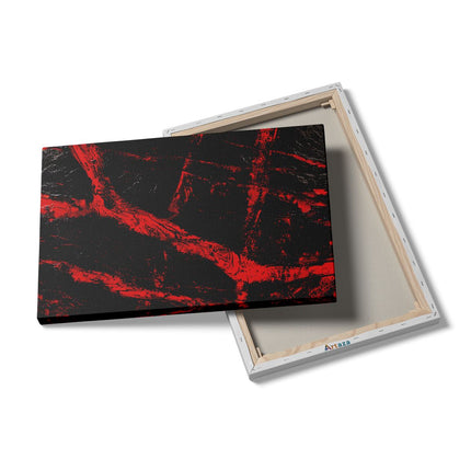 Canvas schilderij details Rood en Zwart Artwork op een Zwarte Achtergrond