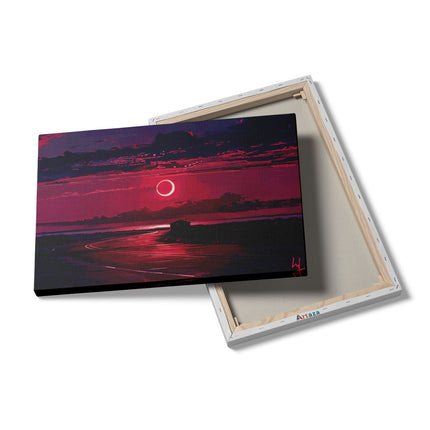 Canvas schilderij details De Zon gaat onder over een Weg