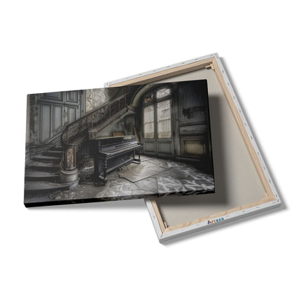 Canvas schilderij details Verlaten Kamer met een Piano