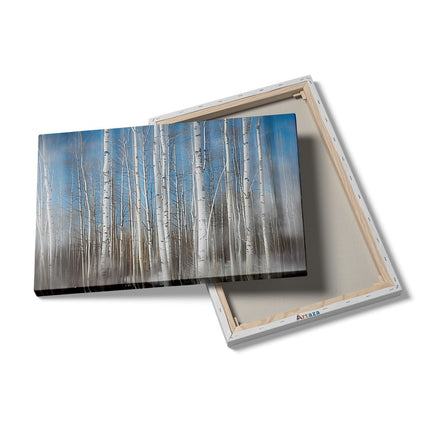 Canvas schilderij details Wazig Beeld van Witte Berkenbomen in de Sneeuw