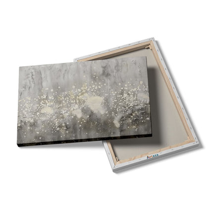 Canvas schilderij details Abstract Kunstwerk met Witte en Grijze Spatten