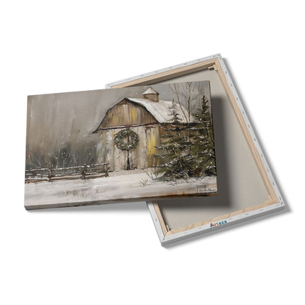 Canvas schilderij details Kunstwerk van een Schuur met een Krans Erop