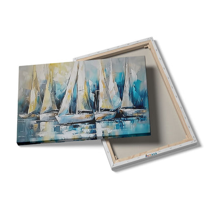 Canvas schilderij details Kunstwerk van Zeilboten in het Water