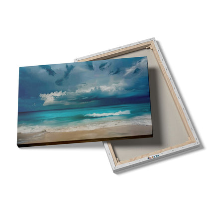 Canvas schilderij details Stormachtige Lucht boven een Strand