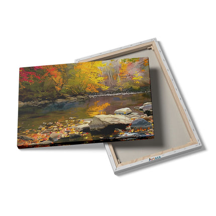 Canvas schilderij details Kunstwerk van een Rivier in de Herfst