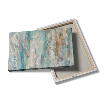 Canvas schilderij details Abstract Kunstwerk met Blauwe en Beige Kleuren